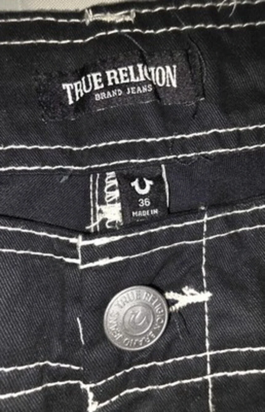 True Religion Bobby Baggy Cargo Pants 36x30 Jet Black NWT sku: 0156